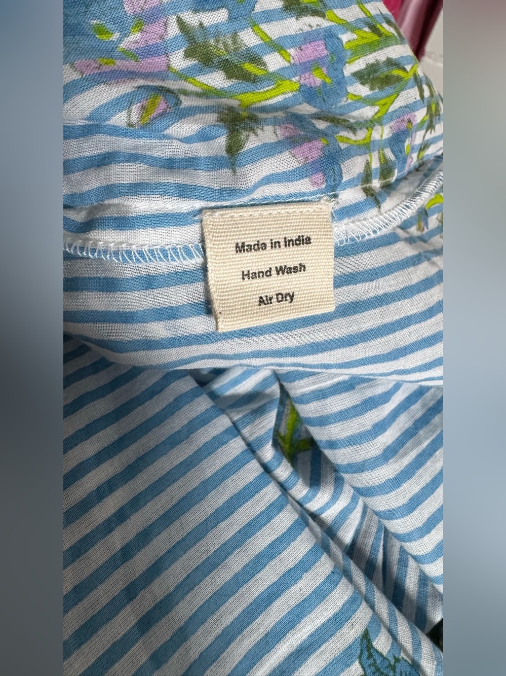 SZ CORNFLOWER BLUE ANEEZA PRINT & THIN STRIPE IDA TOP SIZE SMALL - Picture 9 of 11